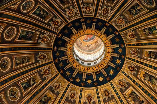 Inside St Peter's Basilica, ceiling dome